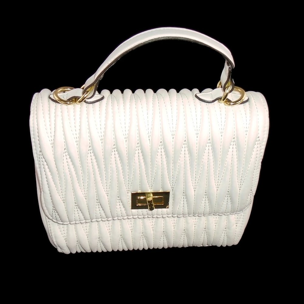 Max Studio Purse Hand Bag Mini Bag White Gold